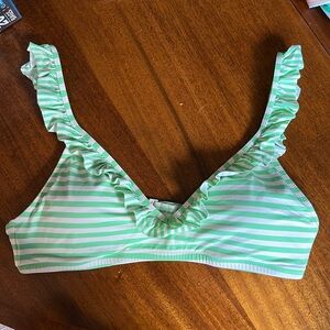 Size L Green & White Striped J crew swimsuit top